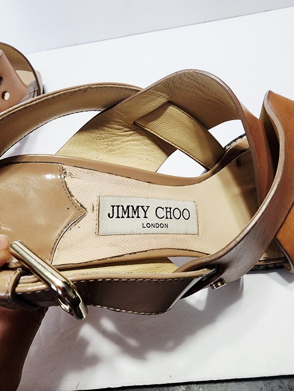 Jimmu Choo Tan Leather Heels Size 37.5 - Picture 6 of 10